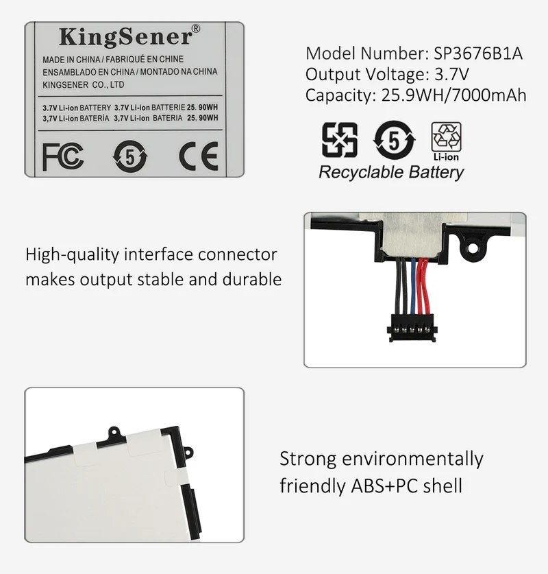 SP3676B1A(1S2P) Battery for Samsung Galaxy Tab 2 10.1 GT-N8000 GT-N8010 GT-N8013 GT-P5100 GT-P5110 P5113 P7510 P7500 P5100 | KingSener
