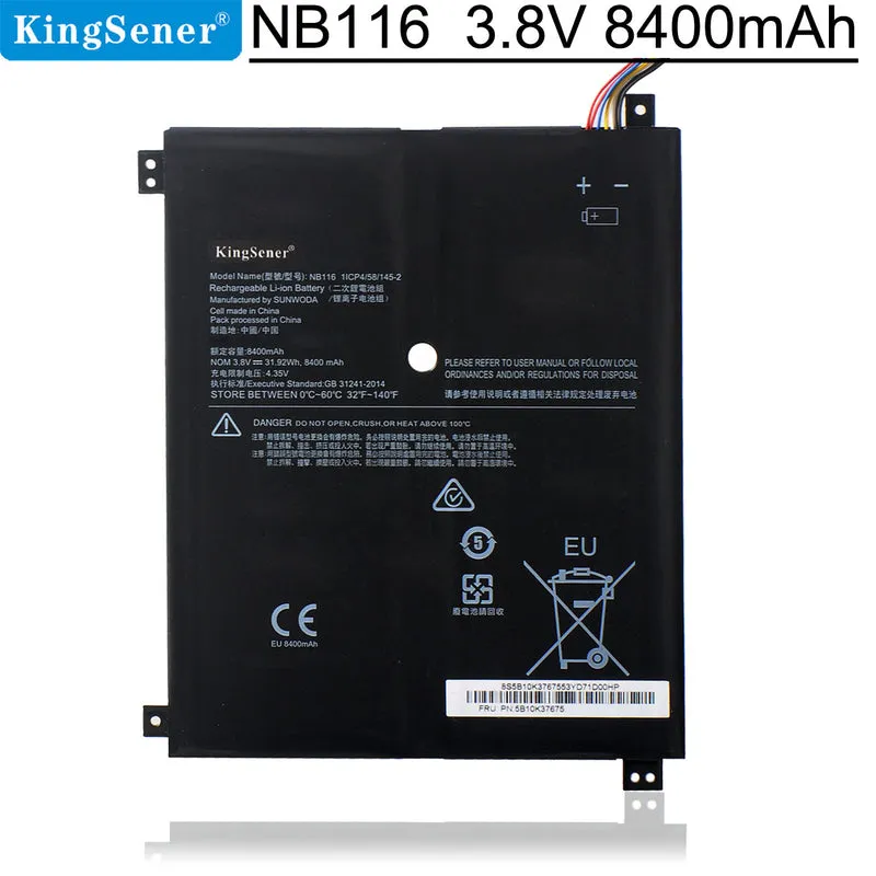 NB116 Laptop Battery For Lenovo IdeaPAd 100S 100S-11IBY 100S-80R2 NB116 5B10K37675 0813001 3.8V 31.92WH 8400mAh | KingSener