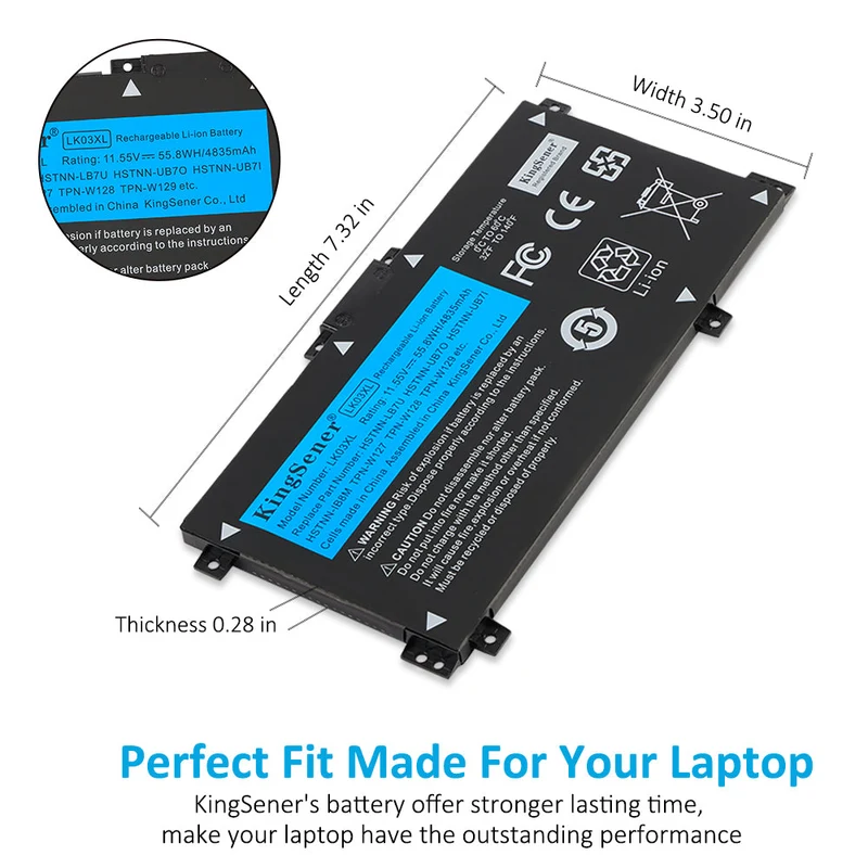 LK03XL Battery for HP Envy 17M 15M-BP HSTNN-UB7I 916368-421 — 11.55V 55.8Wh