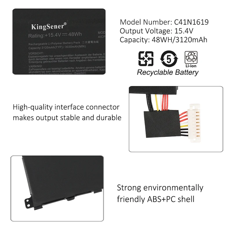 C41N1619 Laptop Battery Compatible with Asus Pro B9440 B9440UA B9440UA-GV0056R Series Notebook 15.4V 48Wh | KingSener