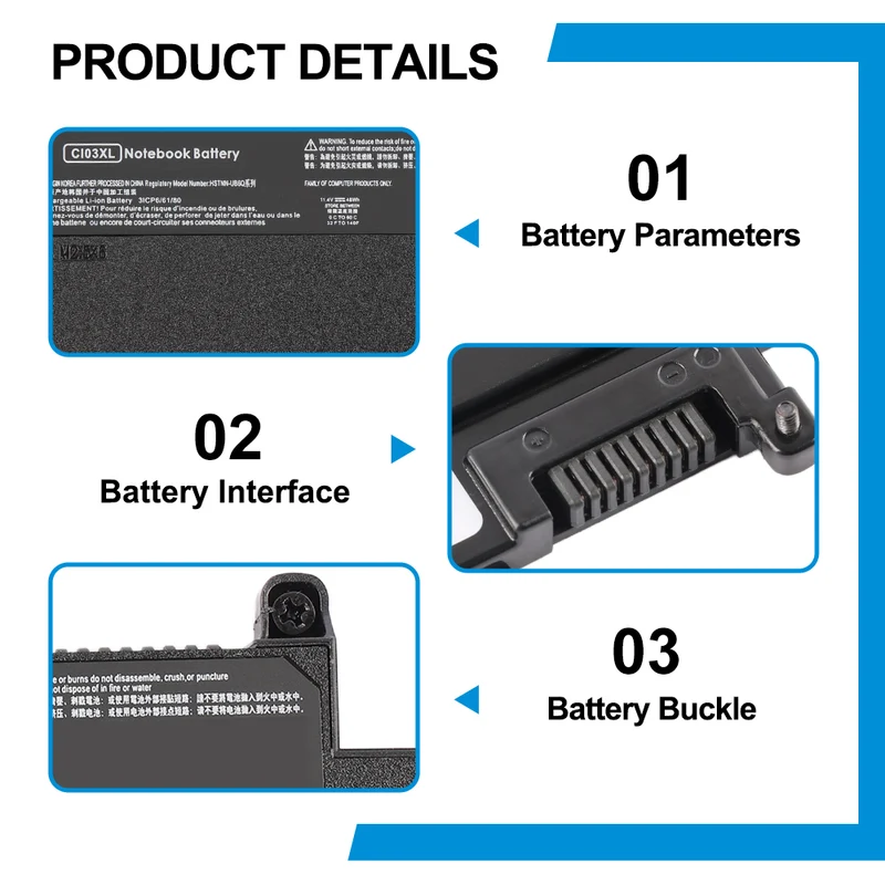 CI03XL Battery for HP ProBook 640 G2 645 G2 650 G2 655 G2 — 11.4V 48Wh