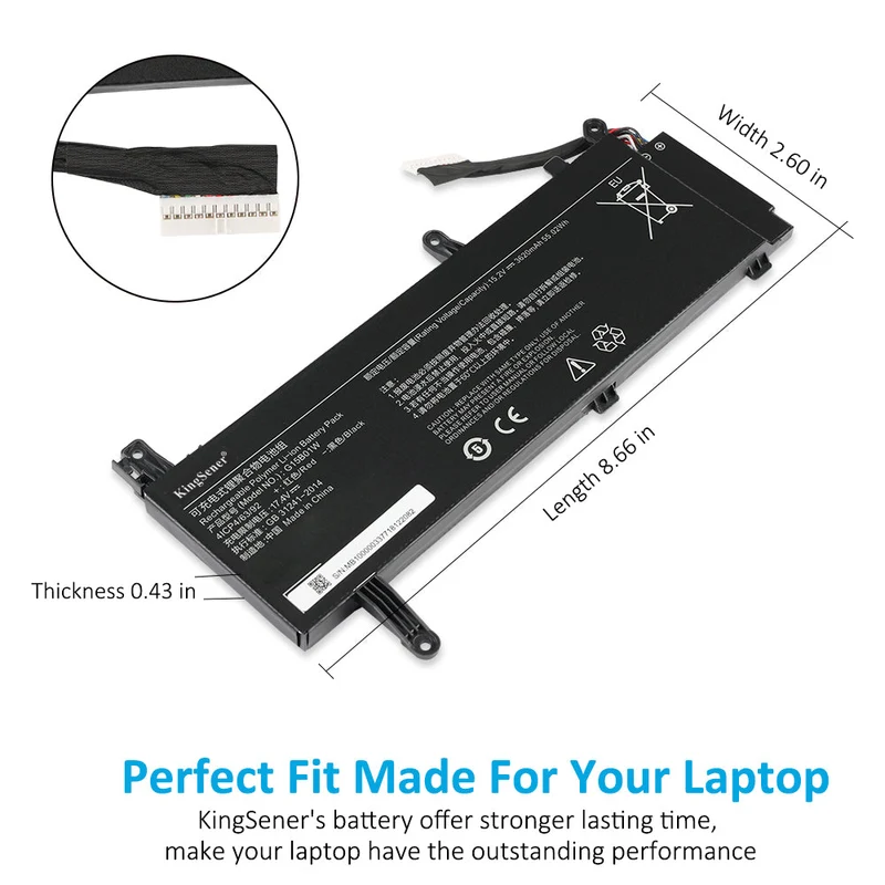 G15B01W Laptop Battery for Xiaomi Gaming Laptop 15.6 inch i5 7300HQ GTX1050 GTX1060 1050Ti/1060 171502-A1 | KingSener