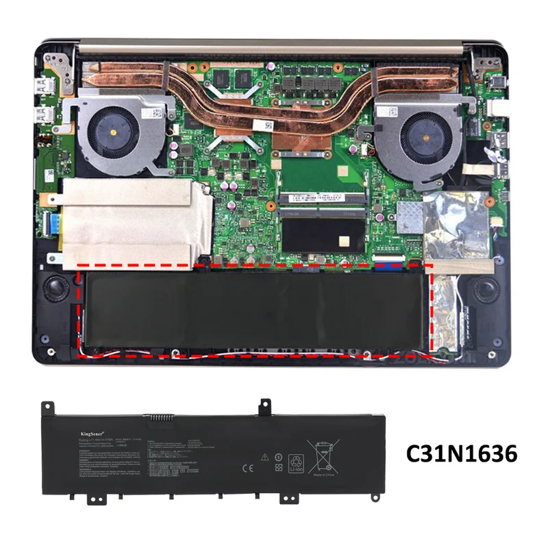 C31N1636 Laptop Battery for ASUS N580VN / N580VD / X580V Series — 11.49V 47Wh