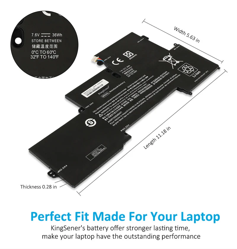 BR04XL Laptop Battery for HP EliteBook 1020 / 1040 G1 G2 — 7.6V 36Wh Li-ion
