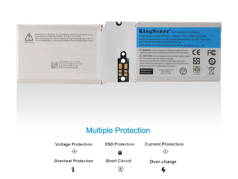 G3HTA020H Screen Battery for Microsoft Surface Book 1 13.5" (1703 1704 1705) — 7.5V 18Wh