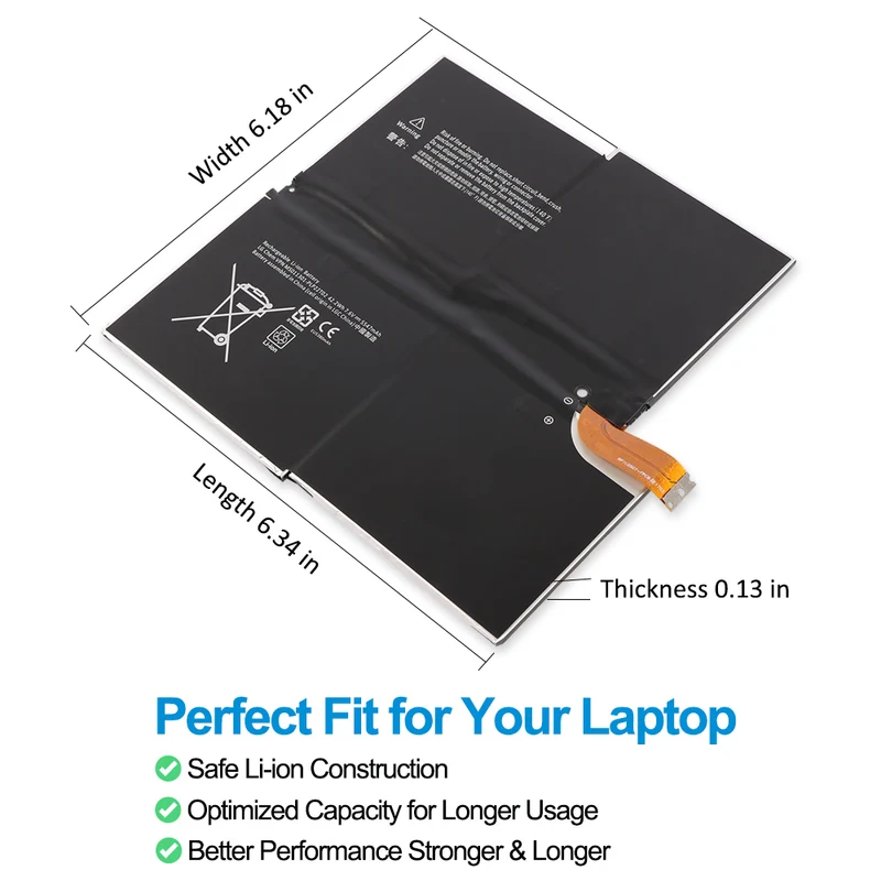G3HTA005H G3HTA009H Battery for Microsoft Surface Pro 3 Model 1631 — 7.6V 42.2Wh