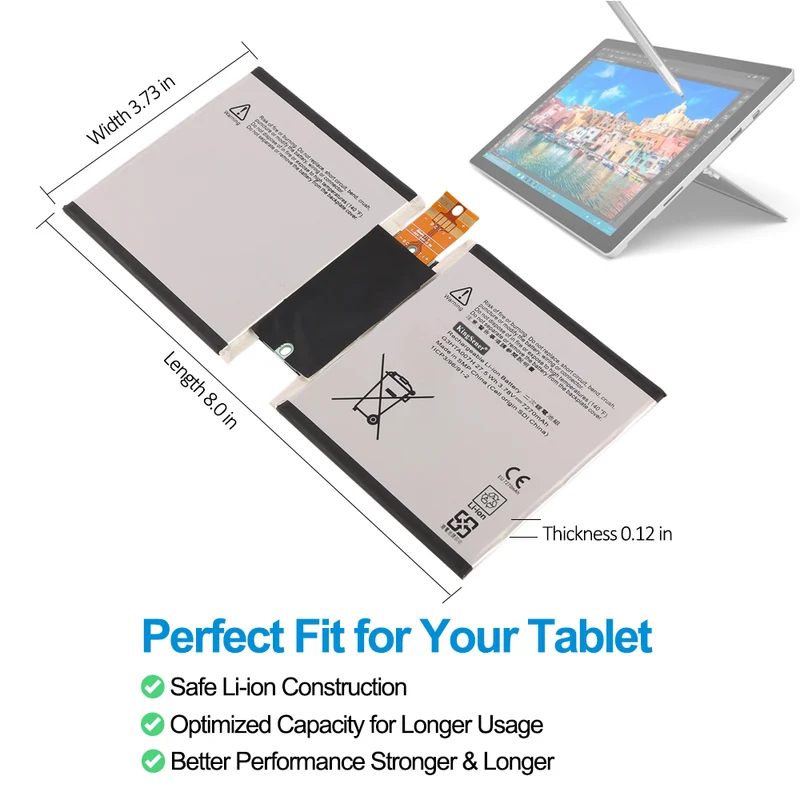 G3HTA007H G3HTA003H Battery for Microsoft Surface Pro 3 Model 1645 — 3.78V 27.5Wh
