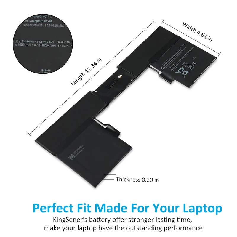 G3HTA001H Keyboard Base Battery for Microsoft Surface Book 1785 Enhanced Edition — 7.57V 60.8Wh
