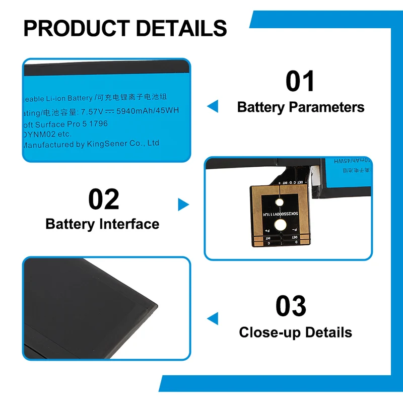 G3HTA038H Battery for Microsoft Surface Pro 5 / Surface Pro 6 — 45Wh (UK Stock)