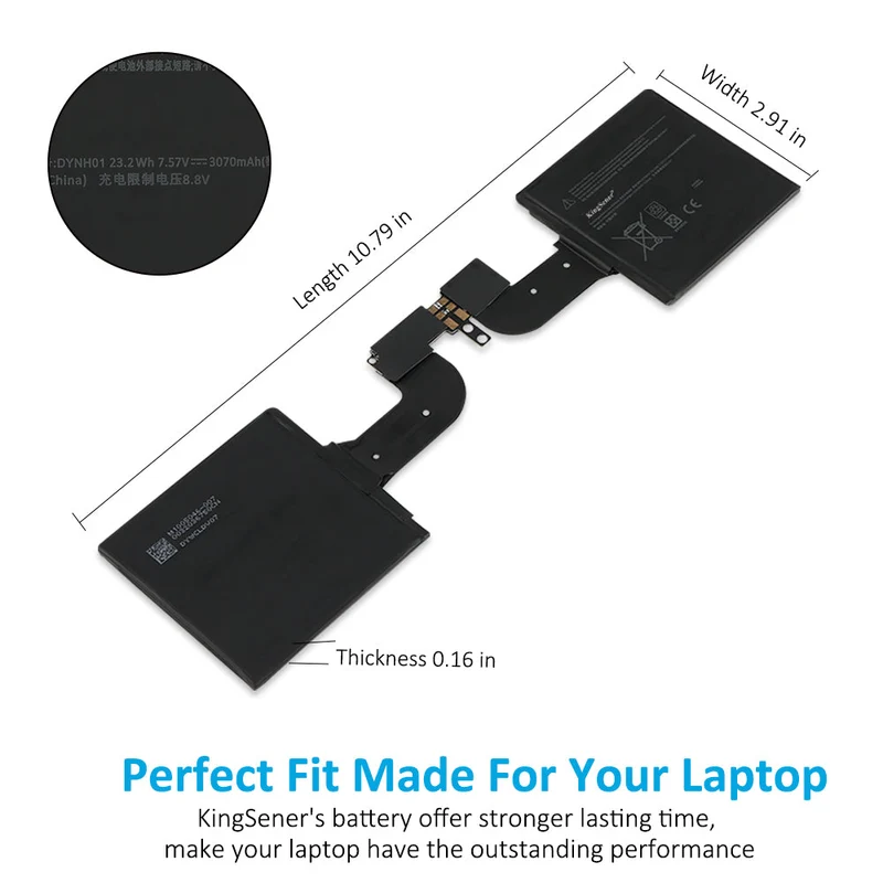DYNH01 Replacement Battery for Microsoft Surface Book 2 15 inch 1813 Enhanced Version Tablet — 7.57V 23.2Wh