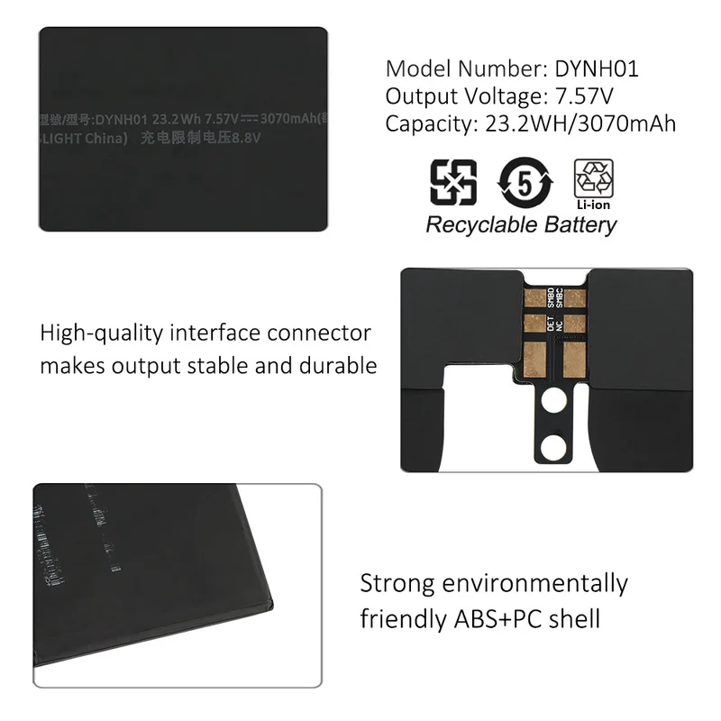 DYNH01 Replacement Battery for Microsoft Surface Book 2 15 inch 1813 Enhanced Version Tablet — 7.57V 23.2Wh
