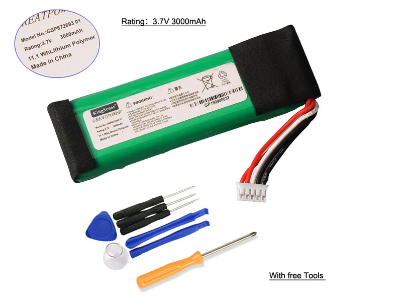 GSP872693 01 Battery Replacement for JBL Flip 3 Splashproof Portable Bluetooth Speaker — 3.7V 3000mAh