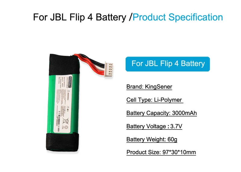GSP872693 01 Battery Replacement for JBL Flip 4 Flip 4 Special Edition — 3.7V 3000mAh