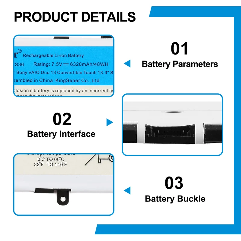 VGP-BPS36 Battery for Sony VAIO Duo 13 SVD13211CG Touch — 7.5V 48Wh