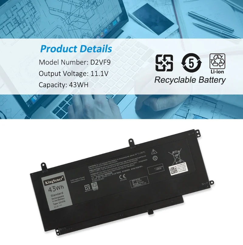 D2VF9 Laptop Battery for Dell Inspiron 15 7547 7548 Vostro 14 5000 5459 — 11.1V 43Wh