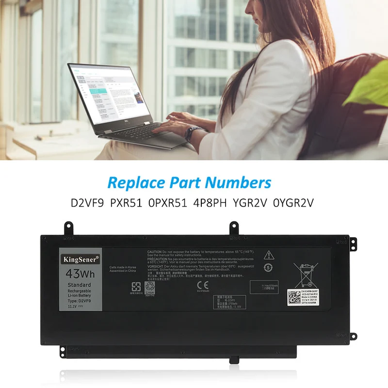 D2VF9 Laptop Battery for Dell Inspiron 15 7547 7548 Vostro 14 5000 5459 — 11.1V 43Wh