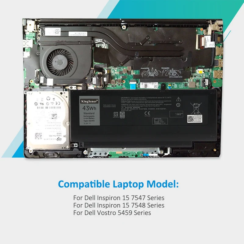 D2VF9 Laptop Battery for Dell Inspiron 15 7547 7548 Vostro 14 5000 5459 — 11.1V 43Wh