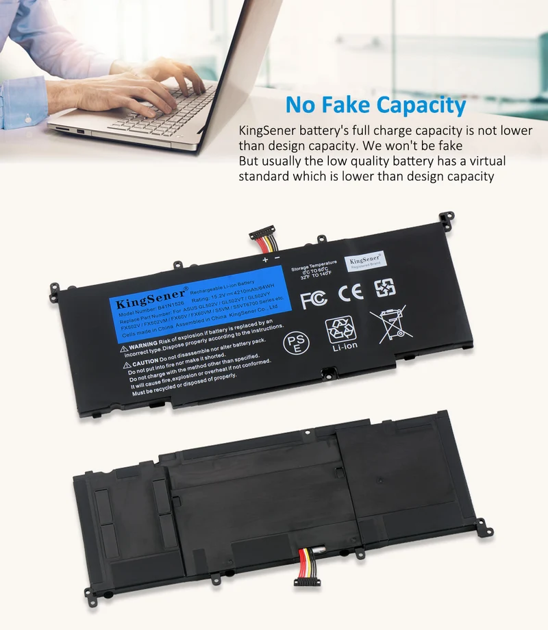 B41N1526 Laptop Battery for ASUS ROG Strix GL502 GL502V GL502VT GL502VM S5 S5VT6700 — 15.2V 64Wh
