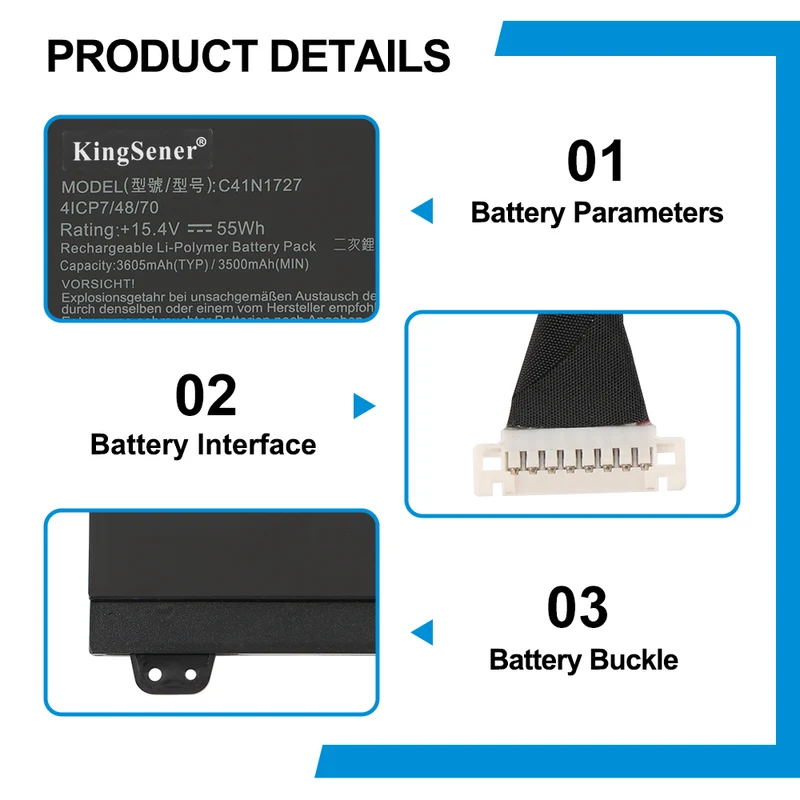 C41N1727 Battery for ASUS ROG Zephyrus M GM501 GM501GS GU501 — 15.4V 55Wh