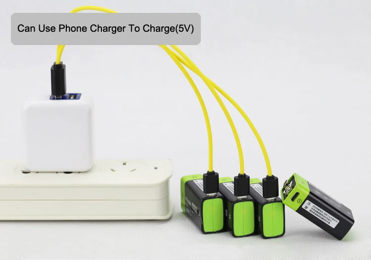 9V 600mAh USB Rechargeable 6F22 Battery for Walkie-Talkie Thermometry Gun Smoke Detector