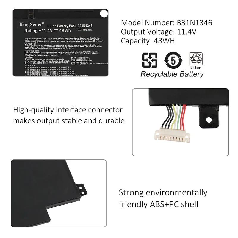 B31N1346 Battery for ASUS Chromebook C300MA C300MA-DB01 (13.3") — 11.4V 48Wh