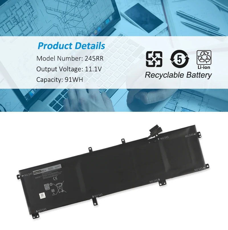 245RR Battery for Dell XPS 15 9530 Precision M3800 — 11.1V 91Wh (TOTRM H76MV)