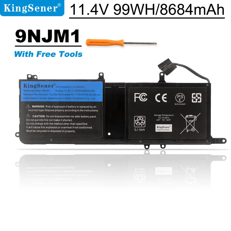 9NJM1 Battery for Dell Alienware 15 R3 R4 and 17 R4 R5 – 11.4V 99Wh