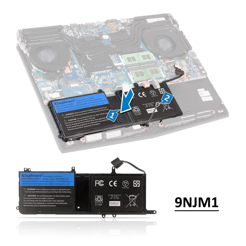 9NJM1 Battery for Dell Alienware 15 R3 R4 and 17 R4 R5 – 11.4V 99Wh