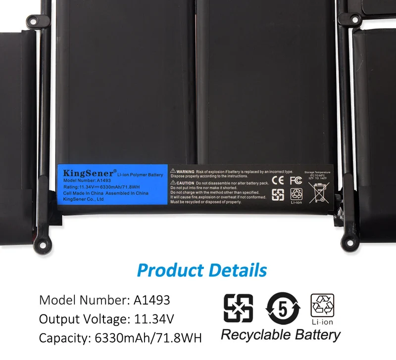 A1493 Battery for Apple MacBook Pro 13" Retina A1502 (Late 2013 Mid 2014) — 11.34V 71.8Wh
