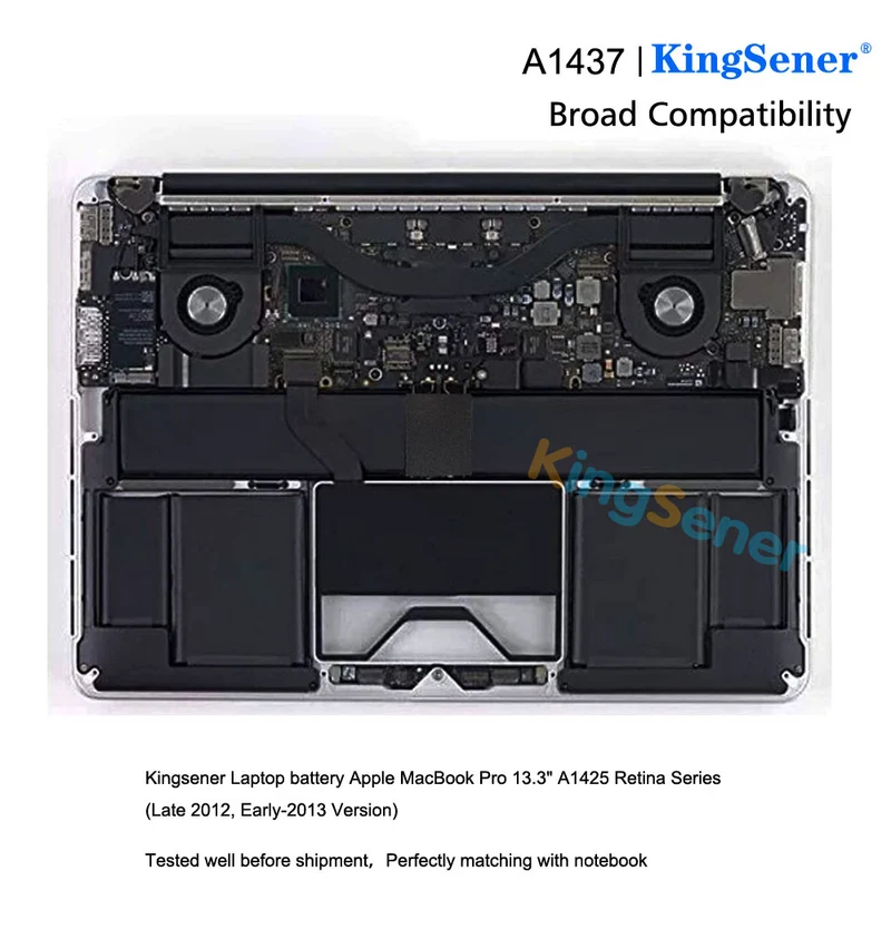 A1437 Battery for Apple MacBook Pro 13" Retina A1425 (Late 2012 Early 2013) — 11.21V 74Wh 6600mAh