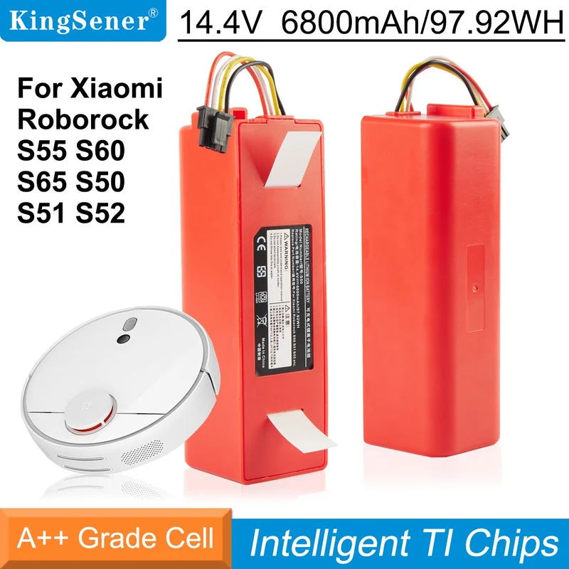 S50 S51 S55 Battery Replacement for Xiaomi Mi Robot Vacuum / Roborock — 14.4V 5200mAh