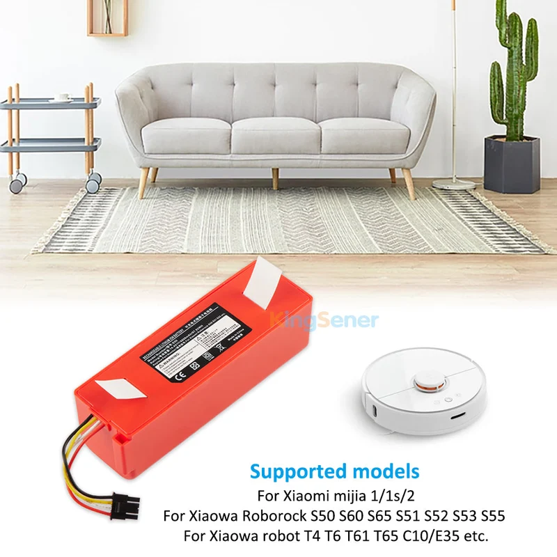 S50 S51 S55 Battery Replacement for Xiaomi Mi Robot Vacuum / Roborock — 14.4V 5200mAh