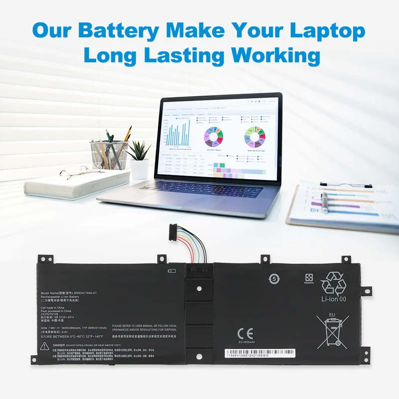 BSNO4170A5-AT Laptop Battery for Lenovo Miix 510 520 12IKB 12ISK — 7.68V 39Wh