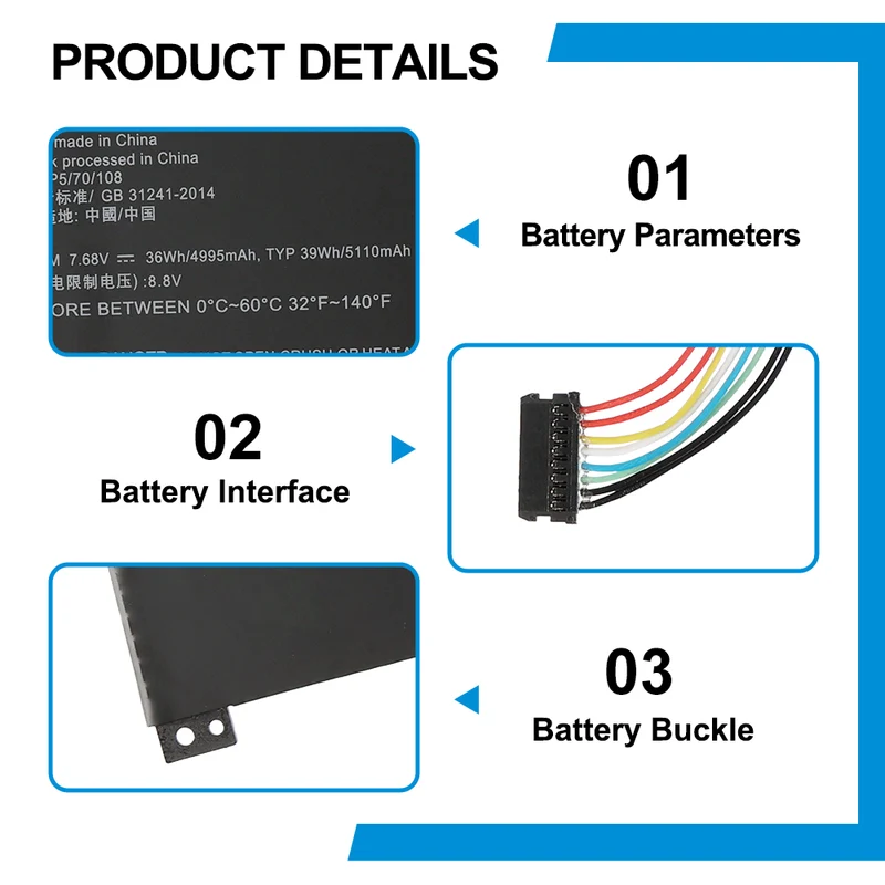 BSNO4170A5-AT Laptop Battery for Lenovo Miix 510 520 12IKB 12ISK — 7.68V 39Wh
