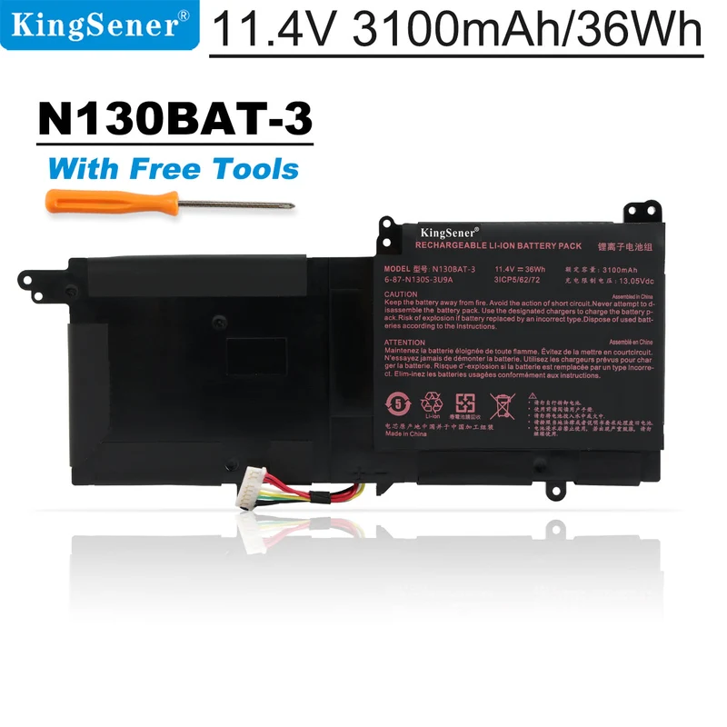 N130BAT-3 Battery for Clevo N130BU N130WU Tuxedo InfinityBook Pro 13 14 — 11.4V 36Wh