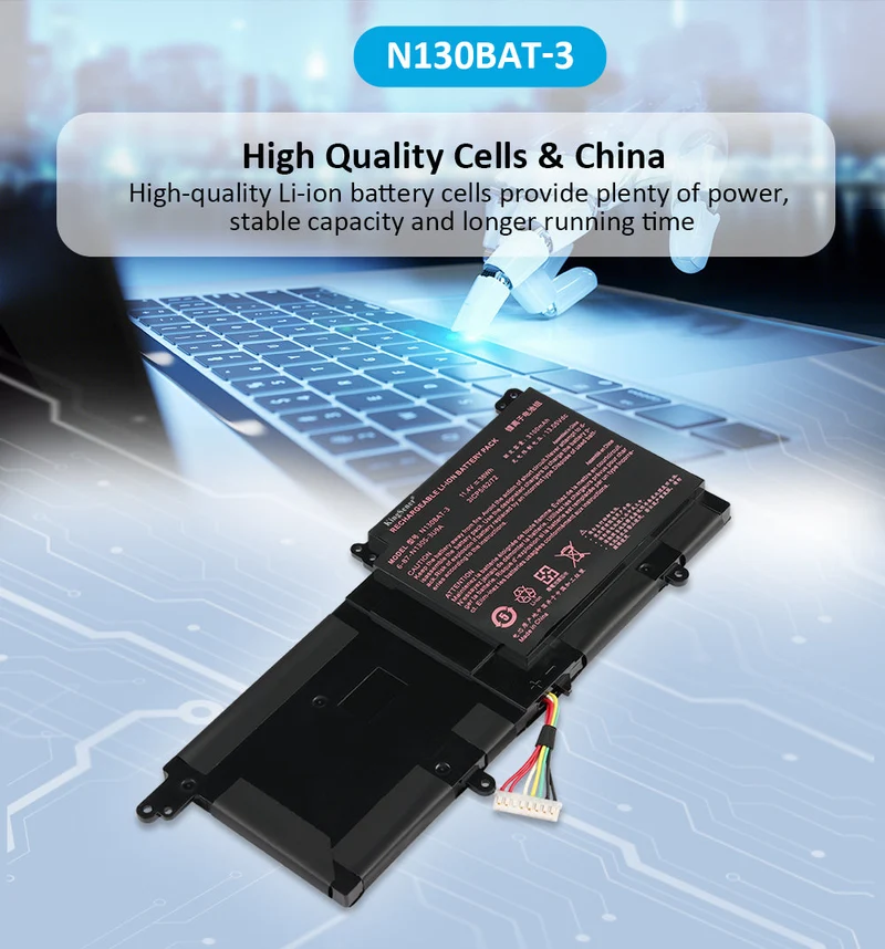 N130BAT-3 Battery for Clevo N130BU N130WU Tuxedo InfinityBook Pro 13 14 — 11.4V 36Wh