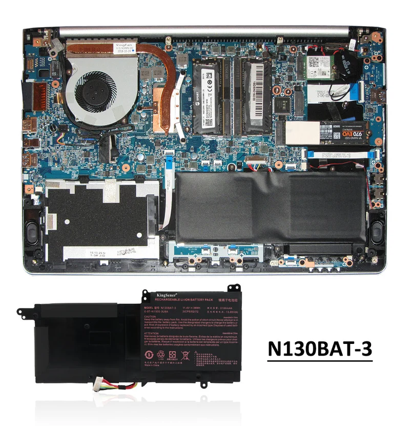N130BAT-3 Battery for Clevo N130BU N130WU Tuxedo InfinityBook Pro 13 14 — 11.4V 36Wh