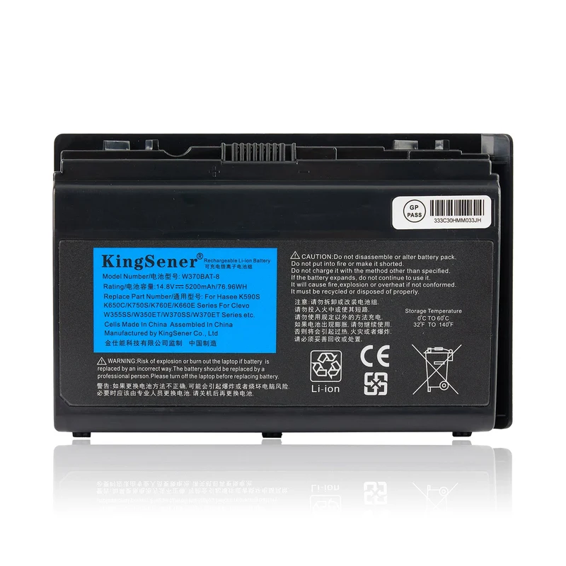 W370BAT-8 Battery for Clevo W350ET W370ST Sager NP6350 NP6370 XMG A522 — 14.8V 76.96Wh
