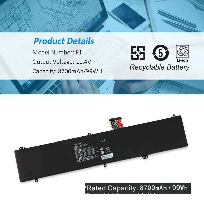 F1 RZ09-0166 Battery for Razer Blade Pro 17.3 inch 2017 Series — 11.4V 99Wh