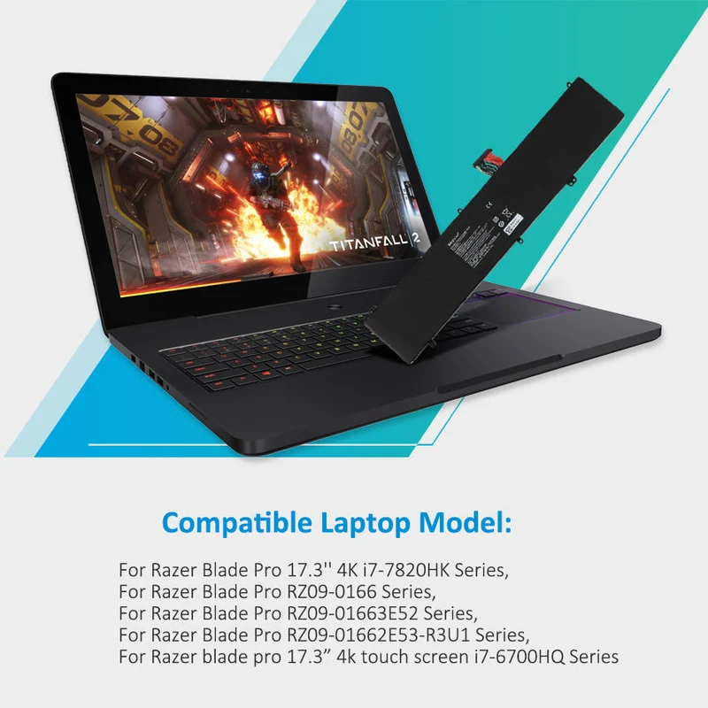 F1 RZ09-0166 Battery for Razer Blade Pro 17.3 inch 2017 Series — 11.4V 99Wh