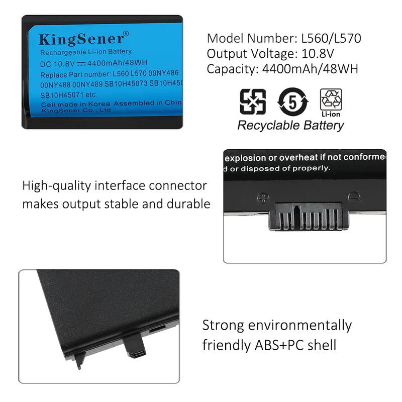 ThinkPad L560 L570 Battery SB10H45071 10.8V 48Wh
