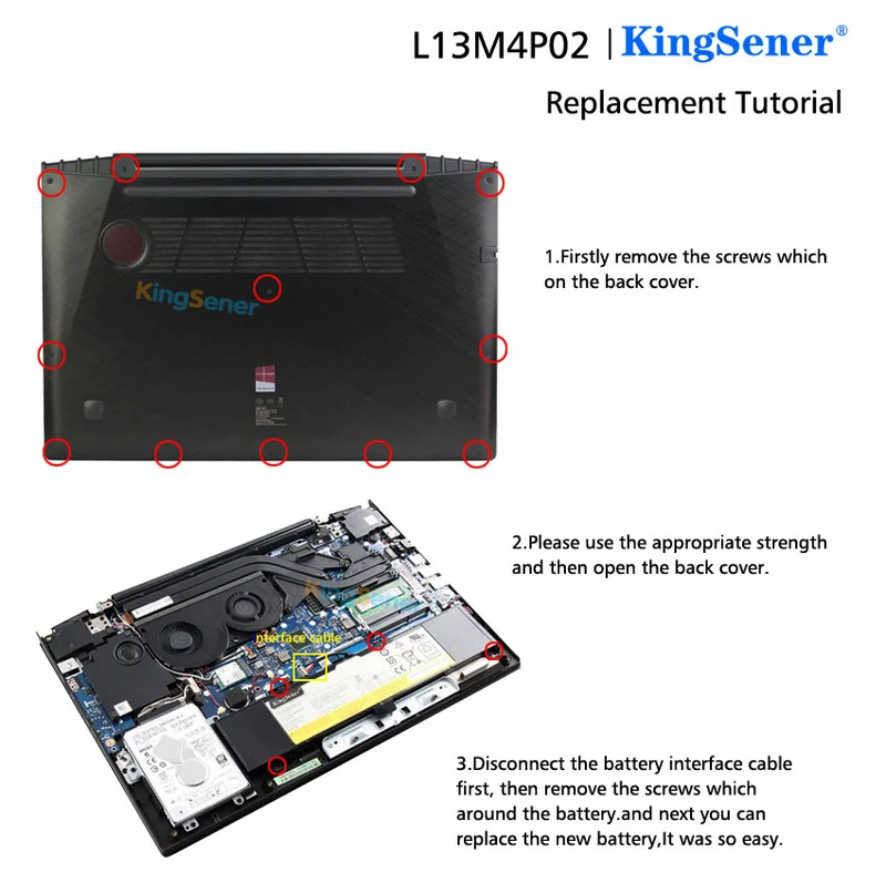 L13M4P02 L13N4P01 Battery for Lenovo Erazer Y50-70 Y50P-70 Y70-70 — 7.4V 54Wh