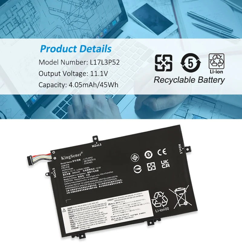 L17M3P53 L17L3P52 Battery for Lenovo ThinkPad L480 L490 L580 L590 E480 E490 E580 E590 — 11.1V 45Wh