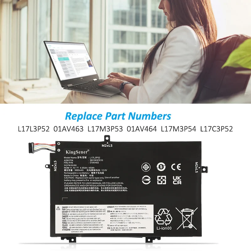 L17M3P53 L17L3P52 Battery for Lenovo ThinkPad L480 L490 L580 L590 E480 E490 E580 E590 — 11.1V 45Wh