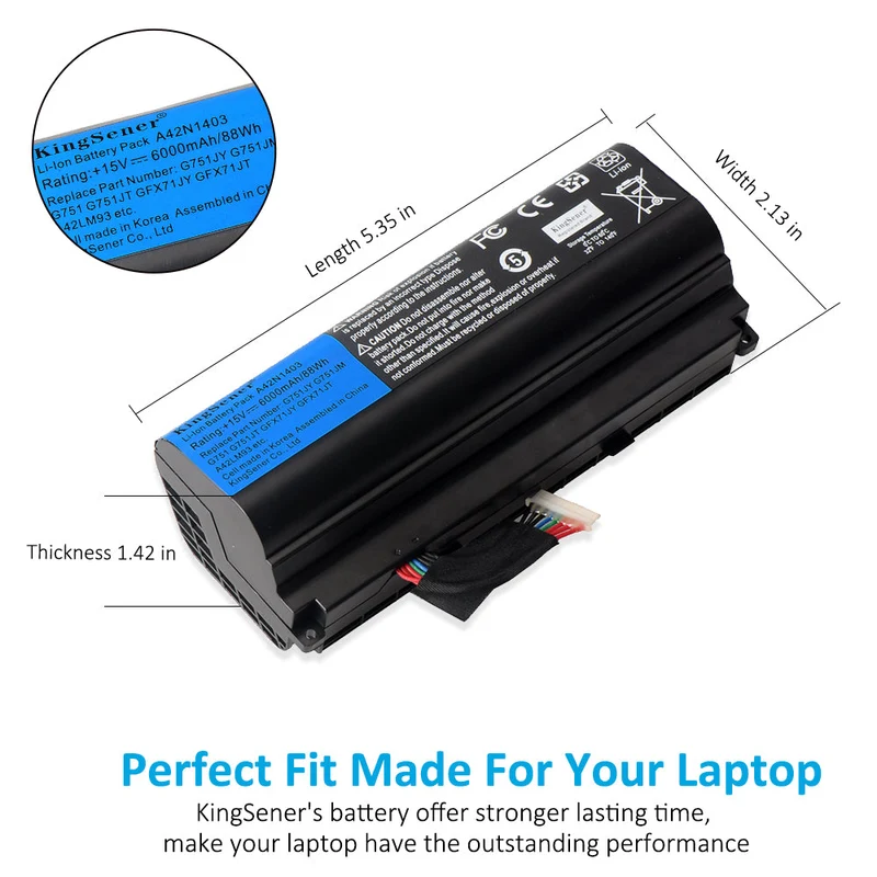 A42N1403 8-Cell 88Wh Laptop Battery for ASUS ROG G751 G751JY G751JM G751JT GFX71