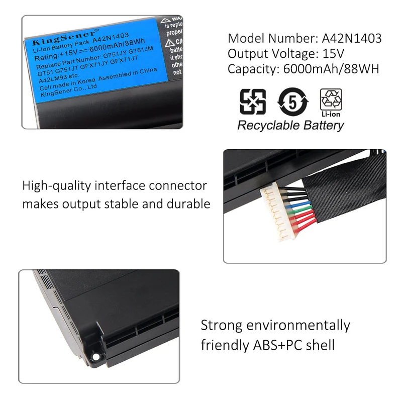 A42N1403 8-Cell 88Wh Laptop Battery for ASUS ROG G751 G751JY G751JM G751JT GFX71