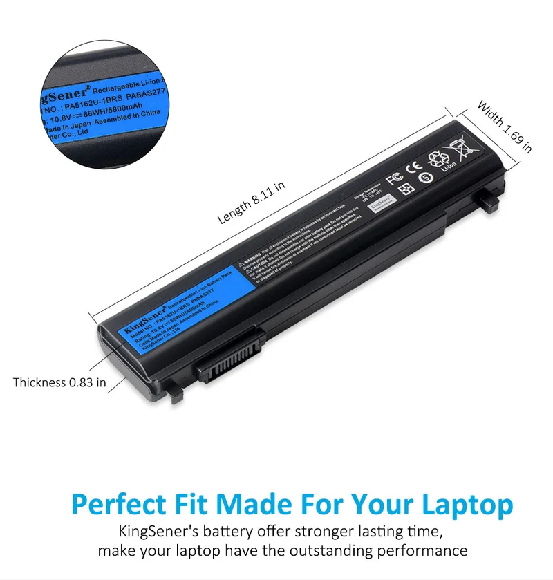 PA5162U Laptop Battery for Toshiba Portege R30 R30-A PA5162U-1BRS PABAS277 10.8V 5800mAh 66WH Japanese Cells | KingSener