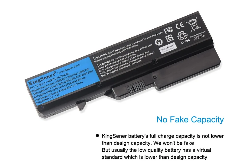 L09M6Y02 L09S6Y02 Battery for Lenovo IdeaPad G460 G470 G560 G570 V360 V370 Z460 B470 — 10.8V 48Wh