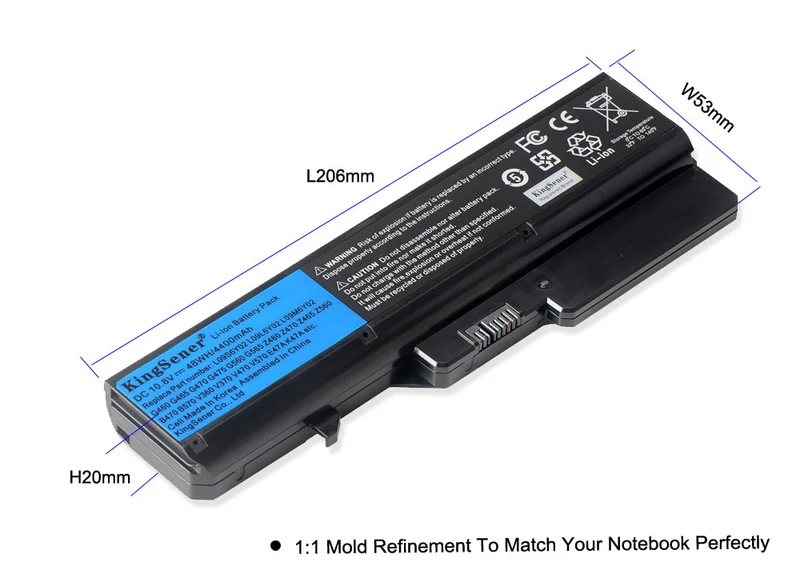 L09M6Y02 L09S6Y02 Battery for Lenovo IdeaPad G460 G470 G560 G570 V360 V370 Z460 B470 — 10.8V 48Wh