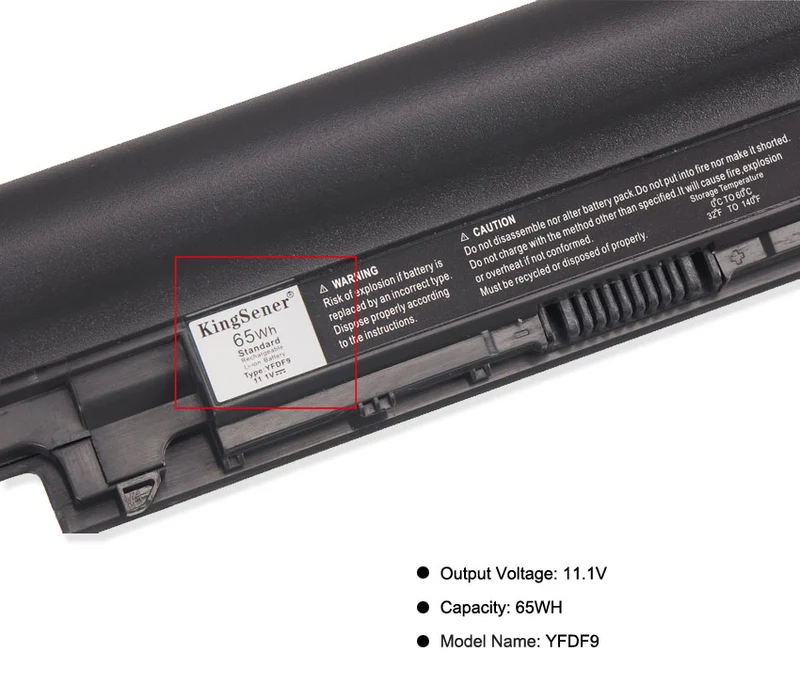 YFDF9 Battery for Dell Latitude 3340 3350 V131 2 Series — 11.1V 65Wh